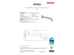 Specification Sheet - Mizu Drift MK2 Basin / Bath Outlet 200mm Brushed Brass (5 Star)
