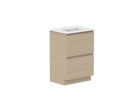 Supporting Image - Posh Domaine All-Drawer Twin 600mm Floor Mounted Vanity Unit Matte White Ceramic Top Centre Basin