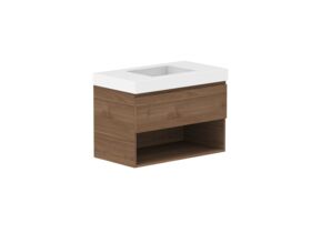 Supporting Image - Posh Domaine 900mm Wall Hung Vanity Unit All-Drawer Open Shelf 90mm Top