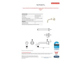 Specification Sheet - Sussex Scala Nova Wall Basin/Bath Mixer System 200mm PVD Brushed Platinum Gold (5 Star) Lead Free