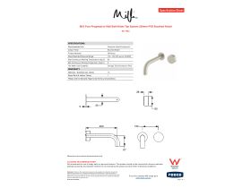 Specification Sheet - Milli Pure Progressive Wall Bath Mixer Tap System 200mm PVD Brushed Nickel