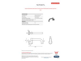 Specification Sheet - Sussex Scala Bath Outlet Swivel Curved 210mm PVD Brushed Gunmetal Lead Free