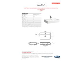 Specification Sheet - LAUFEN Val Counter/Wall Basin 650mm x 420mm 1 Taphole with Overflow White with Fixing Bolts