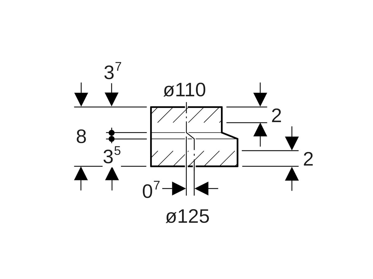 Geberit Short Eccentric Reducer 125mm x 110mm