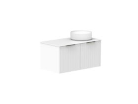 Supporting Image - Kado Neue Fluted Square 900mm Wall Hung Vanity with Right Basin Durasein 12mm Top Ultra White