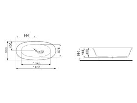 LAUFEN New Classic Freestanding Bath 1900mm with Overflow Waste White