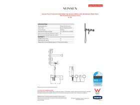 Specification Sheet - Sussex Pure Progressive Bath Mixer Tap System 200mm with Handshower Right Hand PVD Brushed Gunmetal (3 Star)