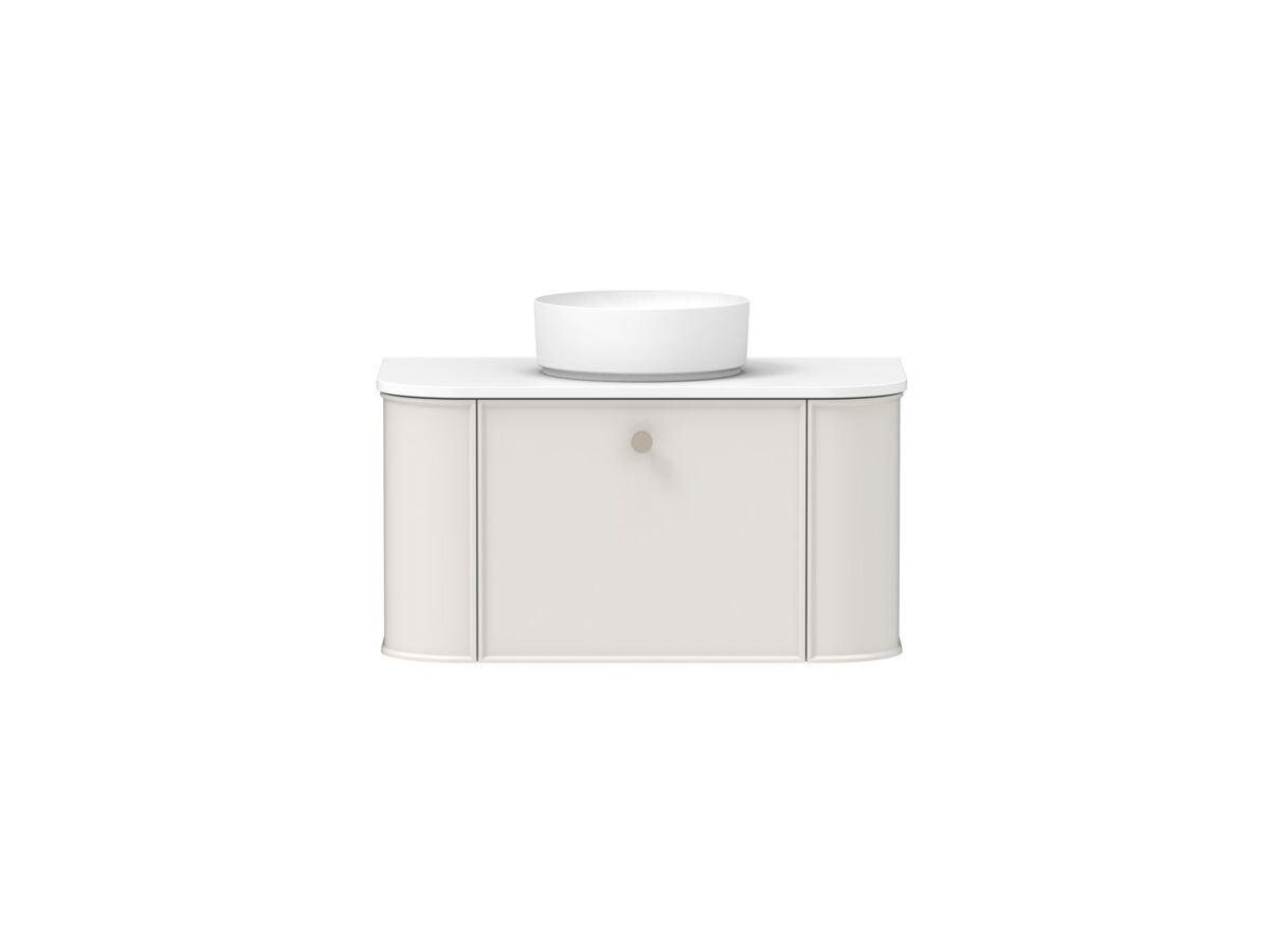 Supporting Image - Kado Era Double Curve All Drawer 900mm Wall Hung Vanity with Centre Basin 20mm Top Feather Grey