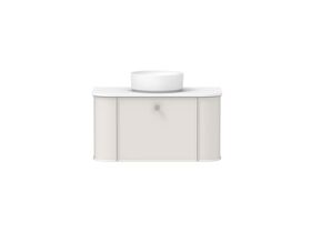 Supporting Image - Kado Era Double Curve All Drawer 900mm Wall Hung Vanity with Centre Basin 20mm Top Feather Grey