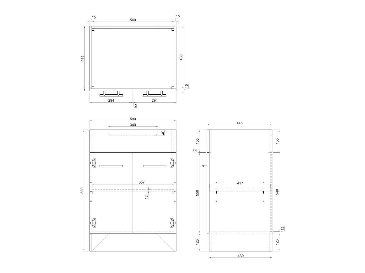 Posh Bristol MK2 600mm Vanity Unit with Kick Centre Bowl