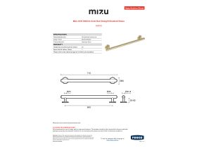 Specification Sheet - Mizu Drift 600mm Grab Rail Straight Brushed Brass