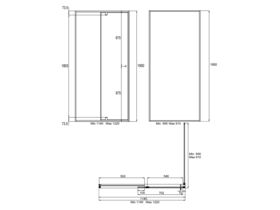 Creative Glass Semi-Framed Adjustable Front & Return Tiles Shower Screen with Pivot Door - Height 1950 x Front 1140-1220 x Return 890-910 6mm Clear Toughened Glass and Polished Silver Frame