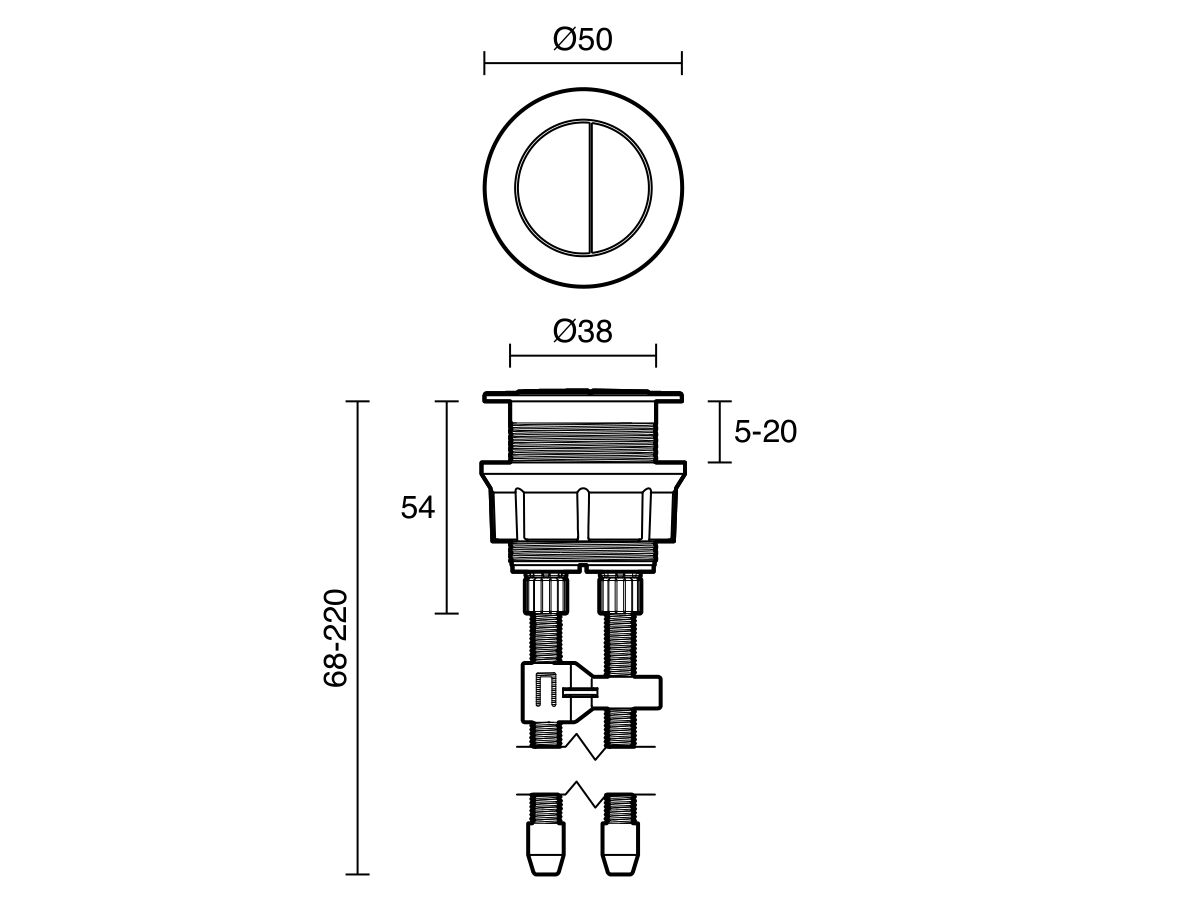 Technical Drawing - Kado Flush Button