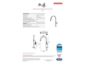 Specification Sheet - Milli Etch Gooseneck Sink Mixer Chrome (5 Star)