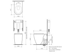 Technical Drawing - Caroma Forma II Cleanflush Invisi Back to Wall Overheight Toilet Suite with Soft Close Quick Release Seat (4 Star)