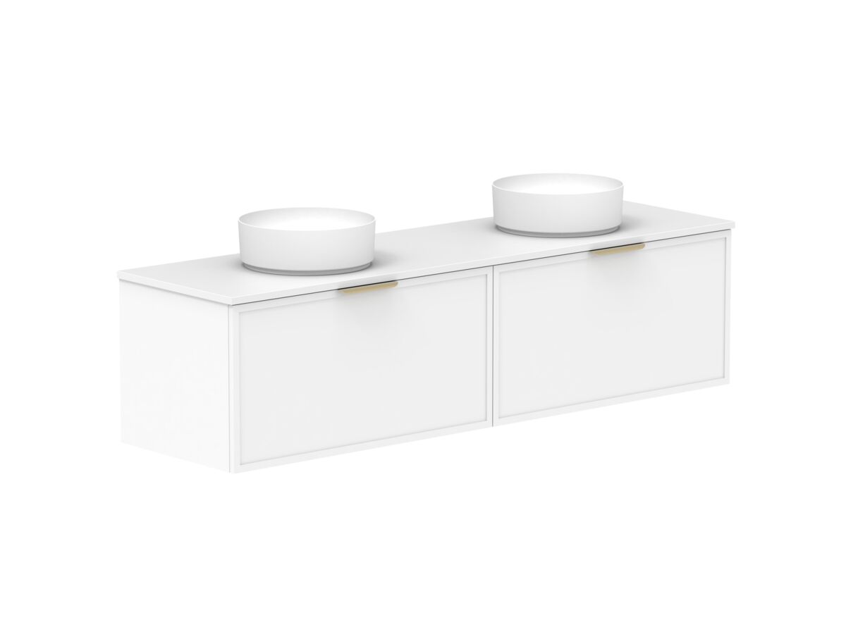 Supporting Image - Kado Lux Slim All Drawer 1800mm Wall Hung Vanity with Double Basin 20mm Top Matte White