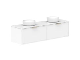 Supporting Image - Kado Lux Slim All Drawer 1800mm Wall Hung Vanity with Double Basin 20mm Top Matte White