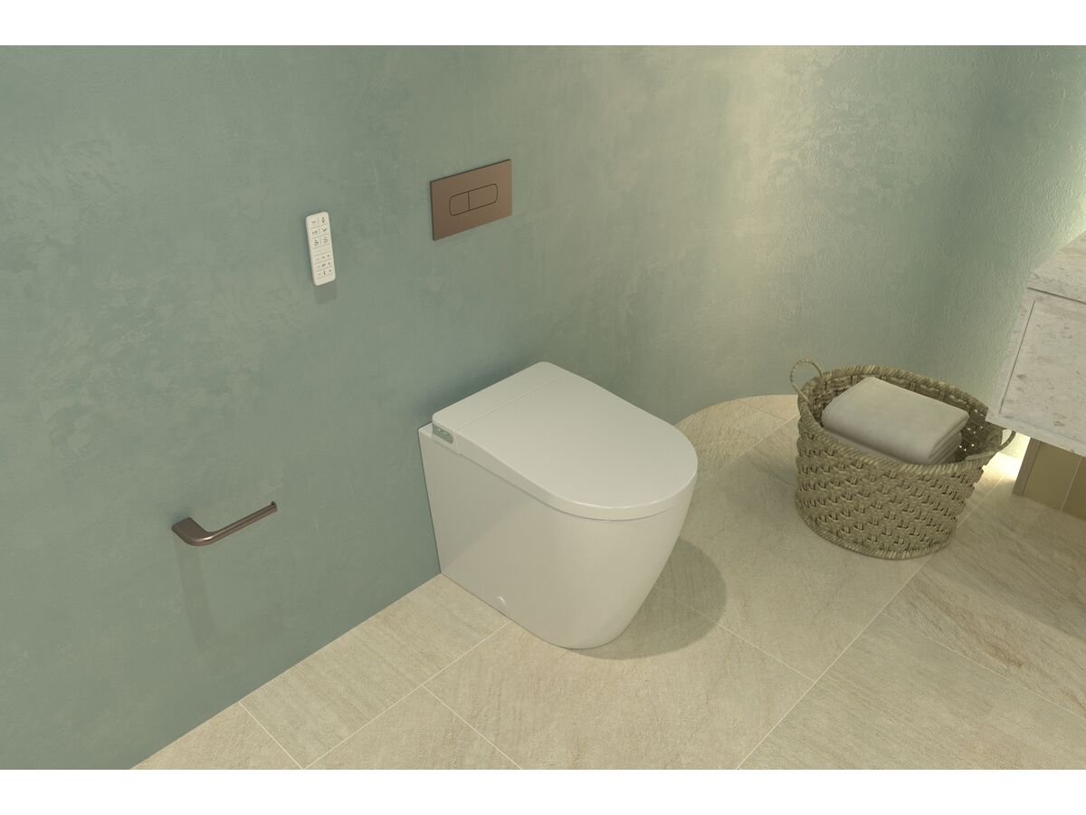 In Situ - Caroma Forma II Bidet Cleanflush Invisi Back to Wall Overheight Toilet Suite Gloss White (4 Star)