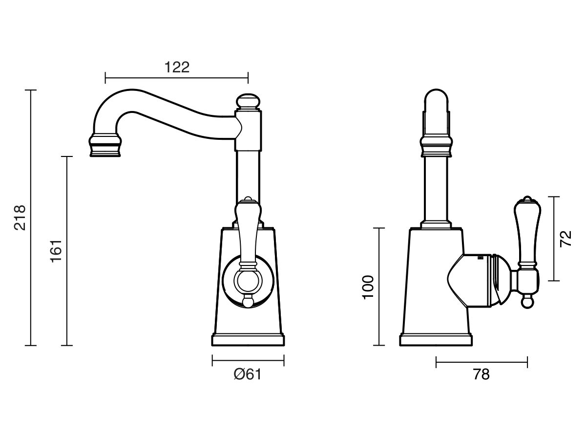 Kado Era English Basin Mixer Porcelain Handle