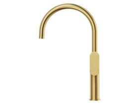 Supporting Image - Mizu Soothe MK2 Gooseneck Sink Mixer Curved Brushed Brass (5 Star) Lead Free - Side