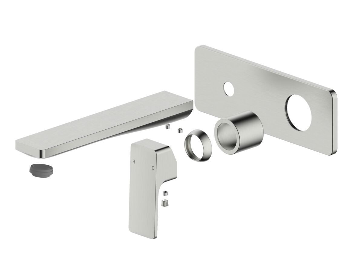 Hero - Mizu Bloc Wall Basin Bath Mixer Set Trimset Brushed Nickel (6 Star) Lead Free