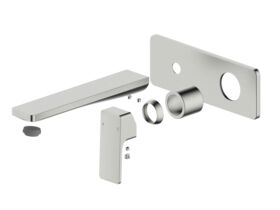 Hero - Mizu Bloc Wall Basin Bath Mixer Set Trimset Brushed Nickel (6 Star) Lead Free