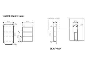 ISSY Z1 Oval Mirror with Shaving Cabinet 500mm (W) x 1000mm (H)