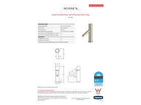 Specification Sheet - Sussex Pure Basin Mixer Tap PVD Brushed Nickel (6 Star)