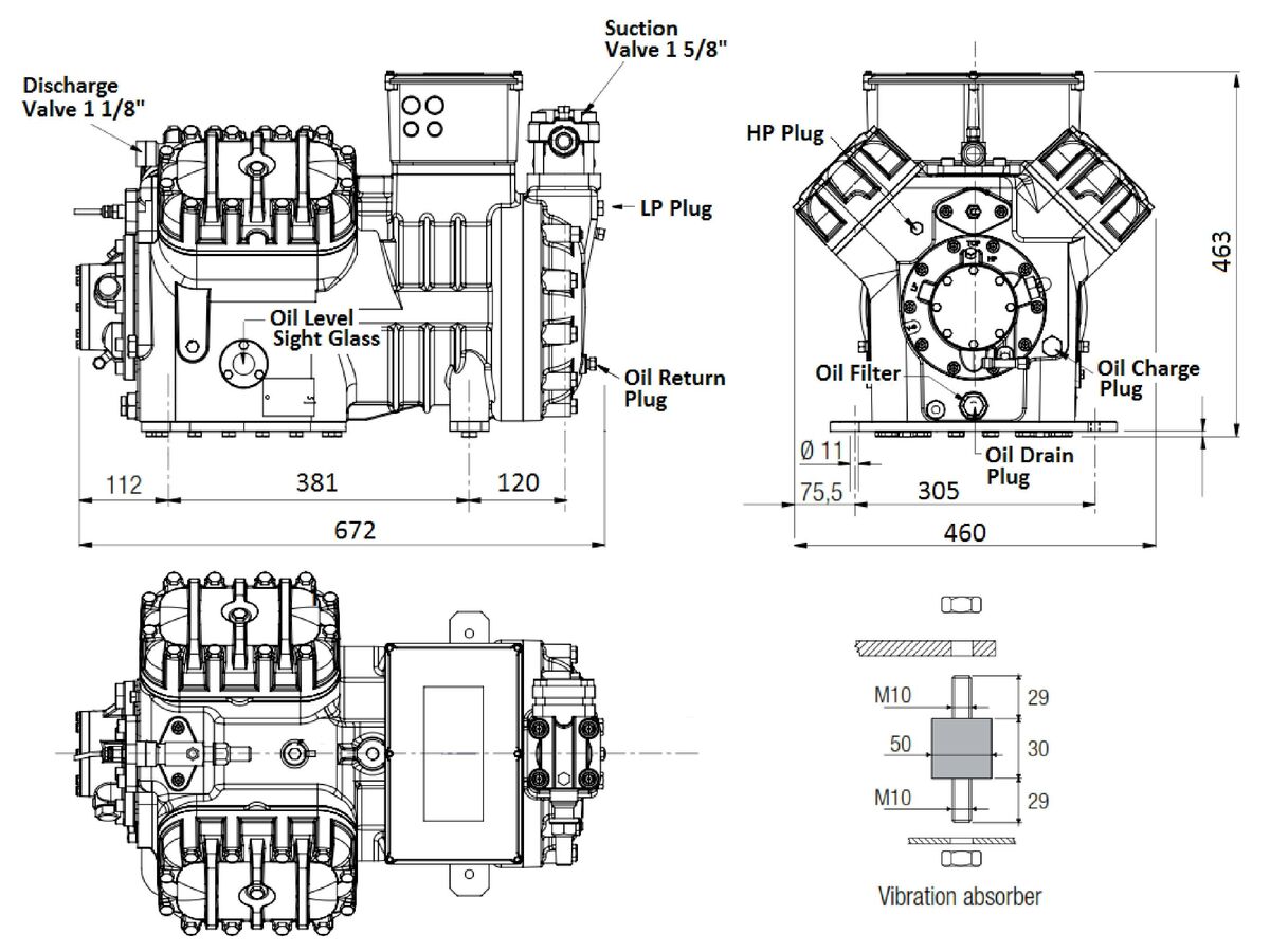 Tecumseh Semi Hermetic Compressor SH4623ZMZ