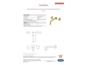 Specification Sheet - Sussex Pure Bath Set 200mm with Diamond Textured Handles PVD Brushed Gold