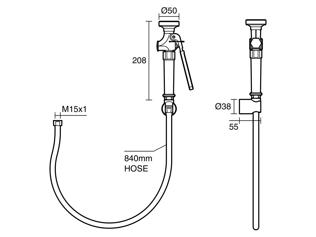 Wolfen Slophopper Assembly with Wall Bracket Chrome (6 Star)
