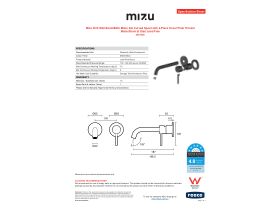 Specification Sheet - Mizu Drift Wall Basin/Bath Mixer Set Curved Spout with 2-Piece Cover Plate Trimset Matte Black (6 Star) Lead Free