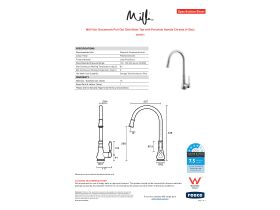 Specification Sheet - Milli Voir Gooseneck Pull-Out Sink Mixer Tap with Porcelain Handle Chrome (4 Star)