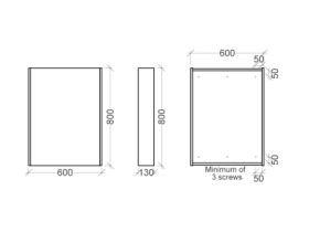 Kado Arc Shaving Cabinet 600W X 800H X 130D Single Door - Solid Timber Sides