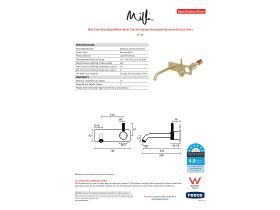 Specification Sheet - Milli Etch Wall Basin/Bath Mixer Tap Set Square Backplate Brushed Gold (6 Star)