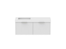 Supporting Image - Kado Neue Fluted Square All Drawer 1200mm Wall Hung Vanity with Left Hand Basin 90mm Top Ultra White