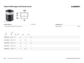 Specification Sheet - Geberit Adaptor - Female