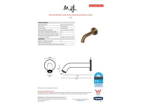 Specification Sheet - Milli Etch Wall Basin / Bath Outlet 160mm Brushed Bronze (6 Star)