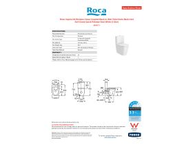 Specification Sheet - Roca Inspira D4 Rimless Close Coupled Back to Wall Toilet Suite Back Inlet Soft Close Quick Release Seat White (4 Star)
