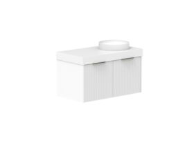 Supporting Image - Kado Neue Fluted Square 900mm Wall Hung Vanity with Right Basin 90mm Top Ultra White