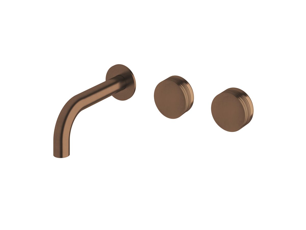 Sussex Pure Wall Basin Hostess System 160mm Right Hand with Cirque Textured Handles PVD Brushed Bronze (3 Star)