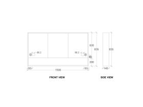 Kado Aspect 1500mm Mirror Cabinet Three Doors With Shelf and Surround View
