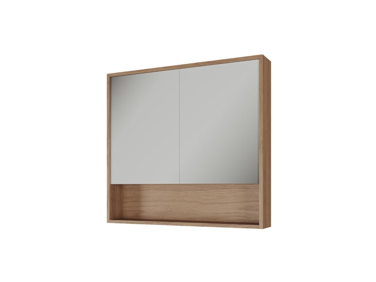 Supporting Image - Kado Aspect 900mm Mirror Cabinet Two Doors with Shelf - Boston Oak Side