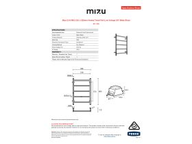 Specification Sheet - Mizu Drift MK2 550 x 800mm Heated Towel Rail Low Voltage 24V Matte Black