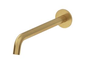 Mizu Drift Wall Basin/Bath Outlet Curve Spout 300 Brushed Brass (6 Star)