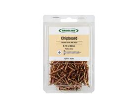 Bridgland Counter Sunk Screw Chipboard Yellow Zinc 8-10 x 30mm (100)
