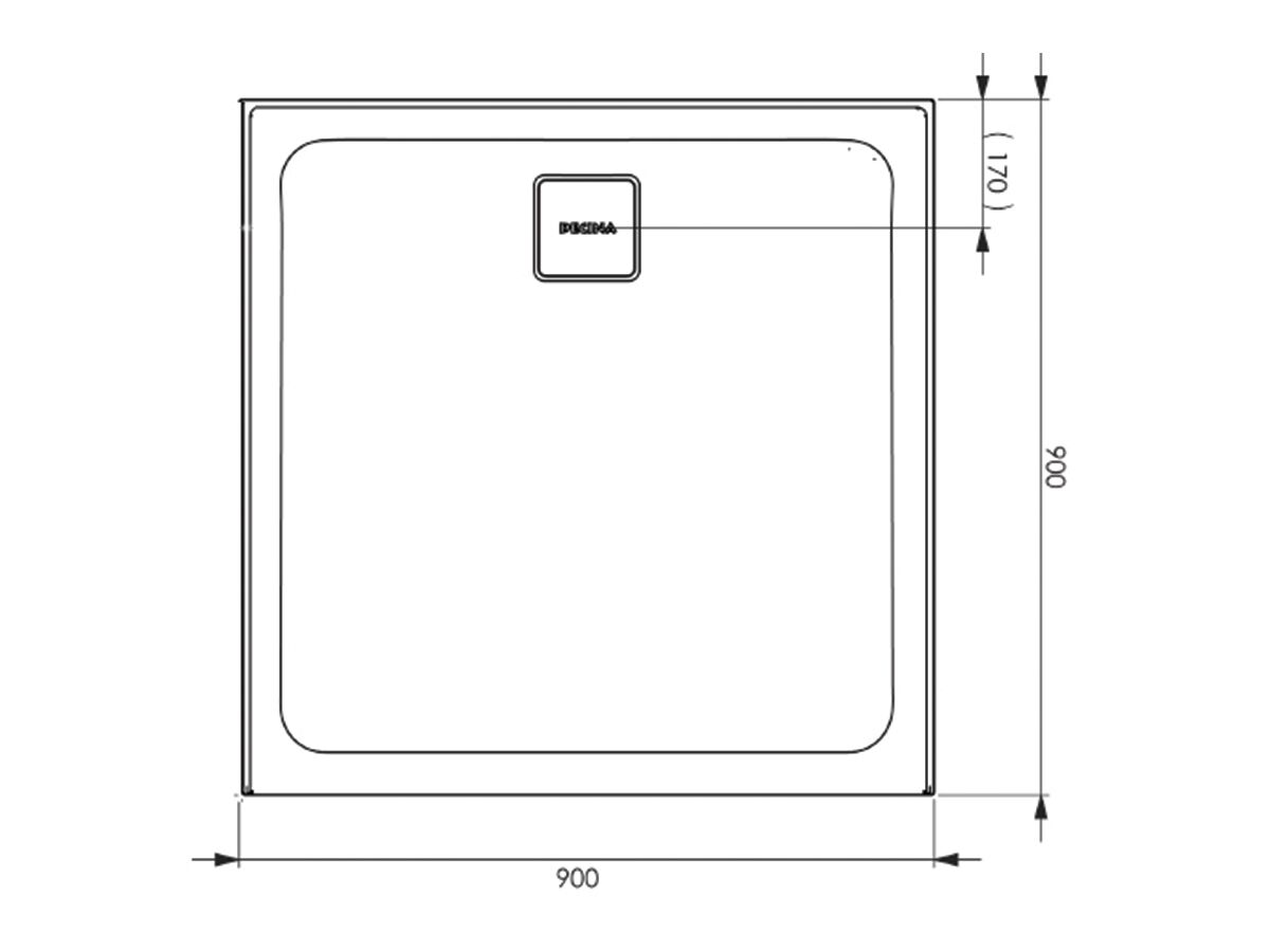 Posh Bristol Luna Shower Base 900mm x 900mm Rear Outlet 3 Tiling Bead