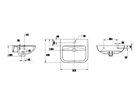 Wolfen Wall Basin with Overflow 1 Taphole 500 x 420