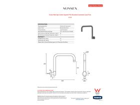 Specification Sheet - Scala Wall Spa Outlet Square PVD Brushed Gunmetal Lead Free