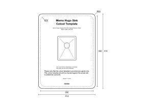 Cut Out Template - Memo Hugo Compact Sink No Taphole Stainless Steel